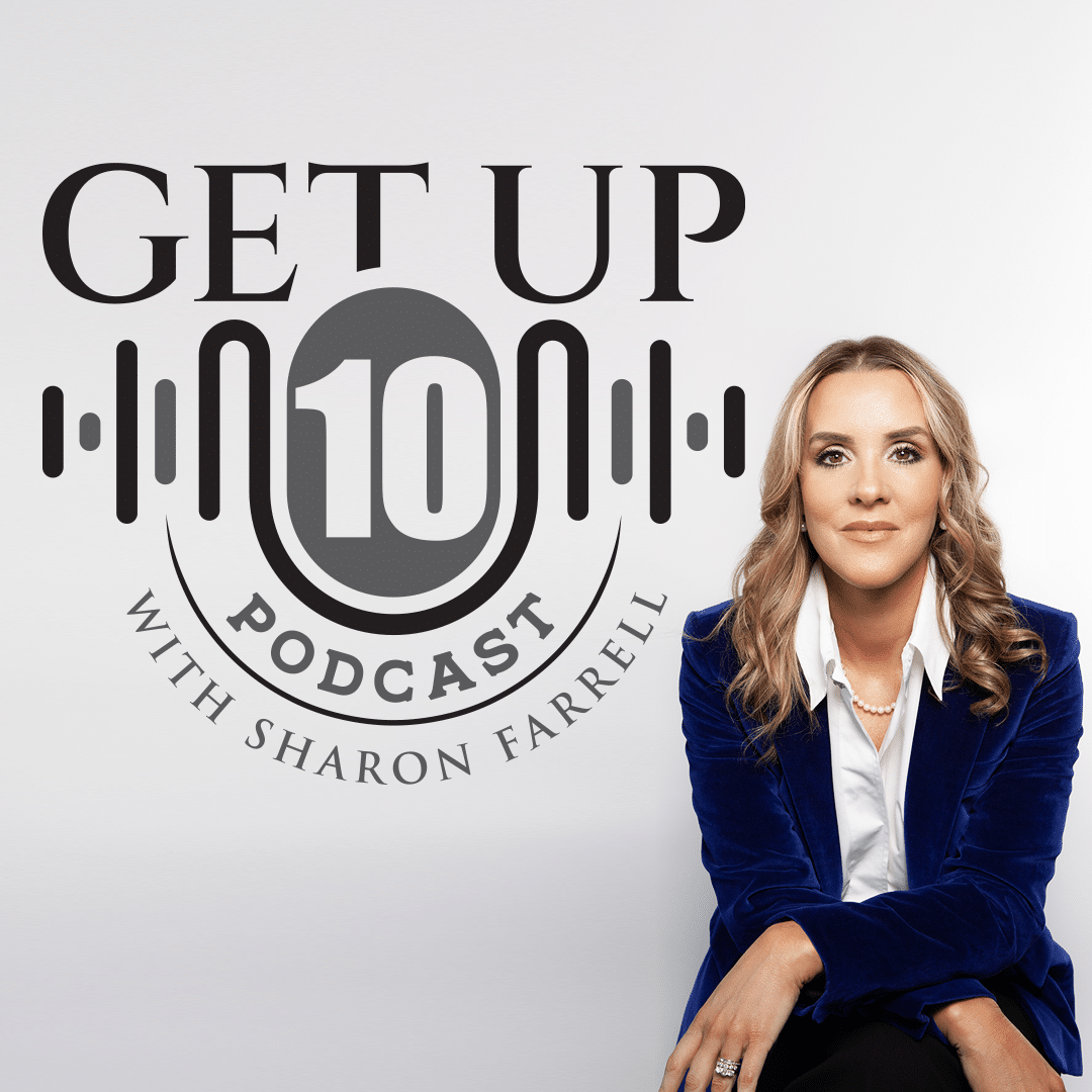 Get up 10 Podcast logo Design with Sharon Farrell
