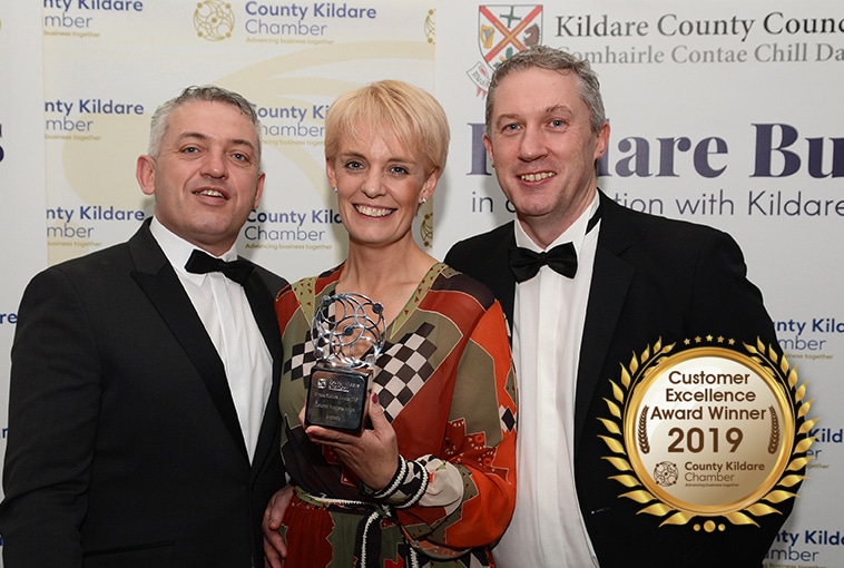 Graphedia Win Cusomter Excellence Award, pictured here with Allan Shine CEO of County Kildare Chamber, Sarah & Niall Reck from Graphedia
